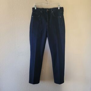 Veronica Beard Ryleigh Slim Straight High Rise Jeans Sz 28 Button Fly Dark Wash